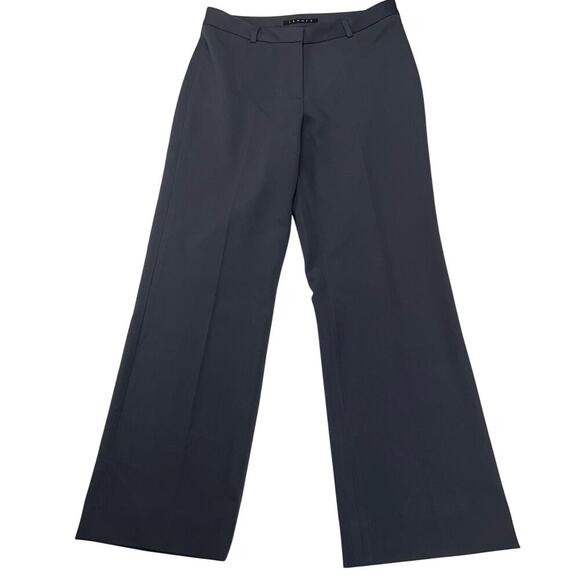 Theory Charcoal Gray Flat Front Pocketless Wide Leg Dress Pants Size 10 - Picture 2 of 9